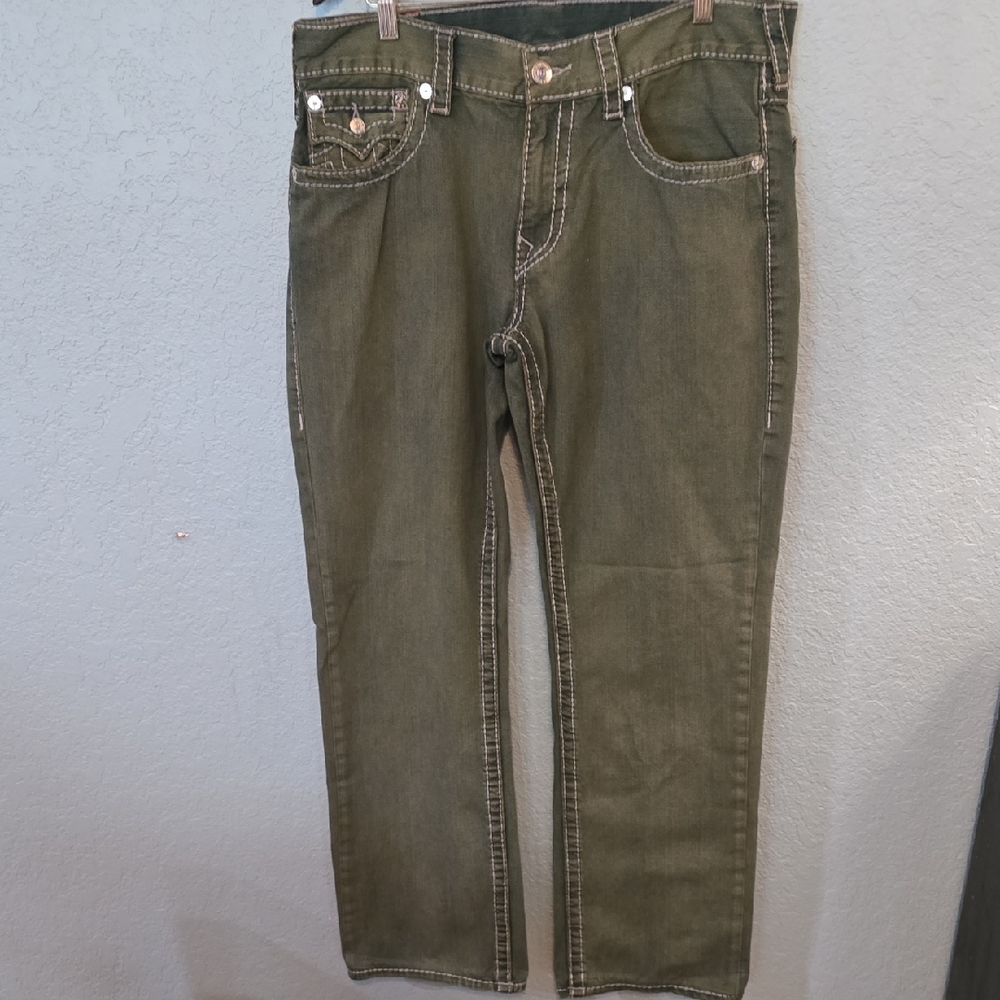 True Religion Men's Green Straight Jeans